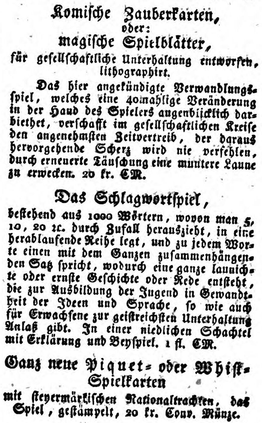 Annonce Geselschaftsspiele